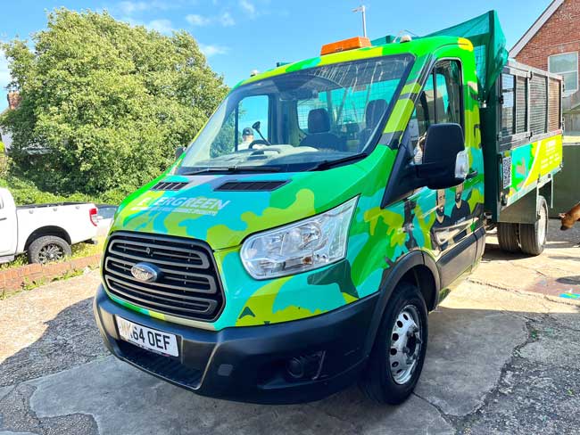 green and blue summer vehicle wrap