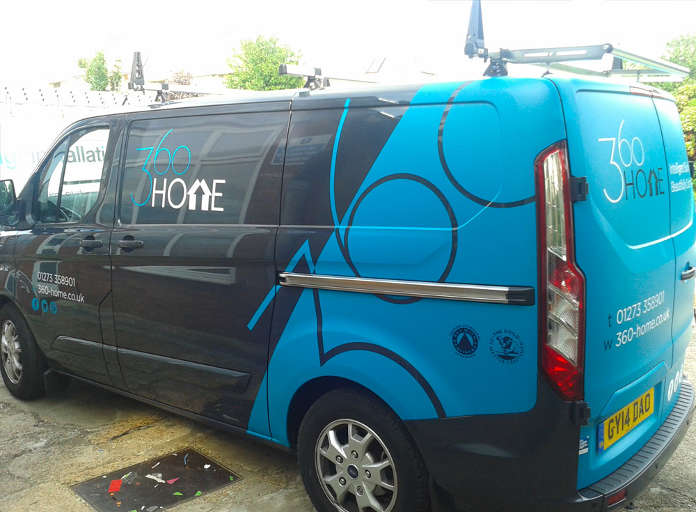 360 Home - showcasing a van wrap to all rear quarters