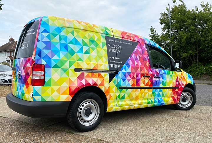 Small van showing full wrap design for Floral Image