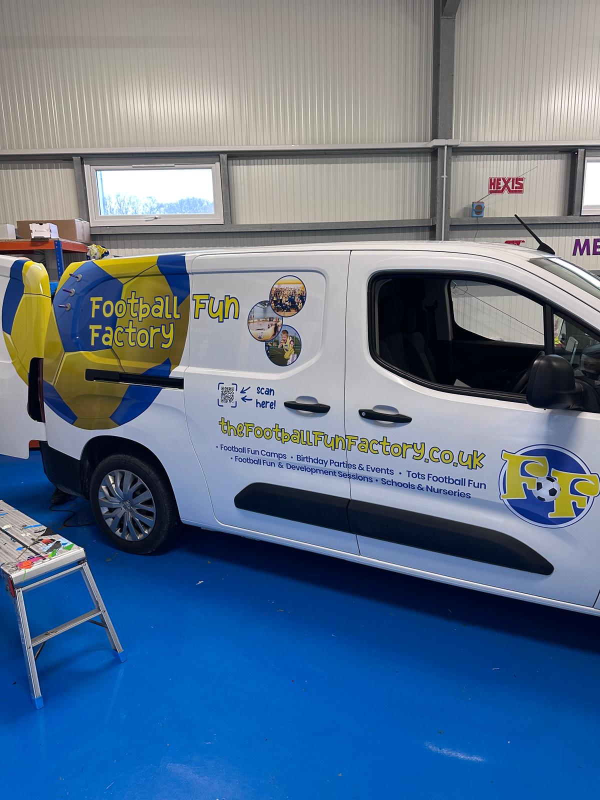 Football Fun Factory van being wrapped in our workshop