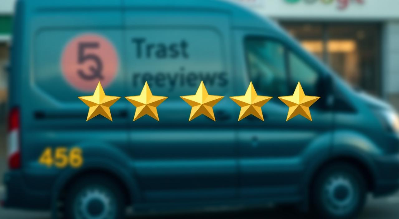 Signwritten Van with 5 Google Stars