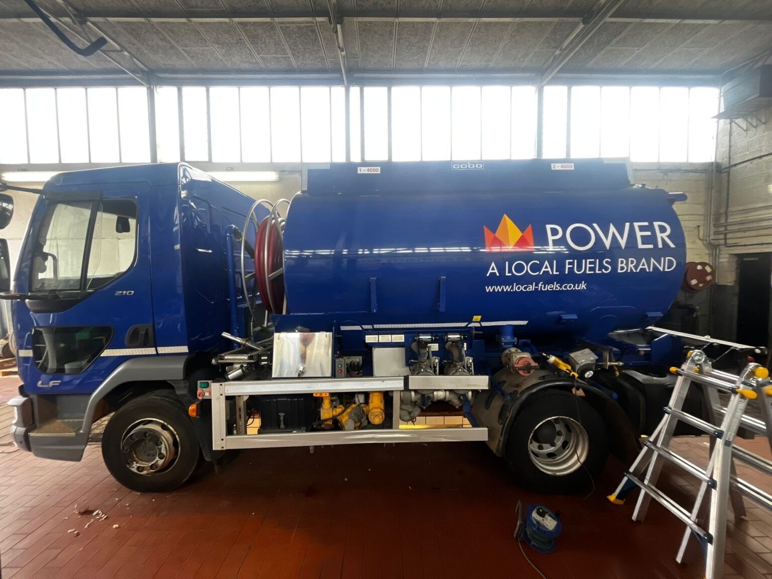 Power branded fuel tanker - side view