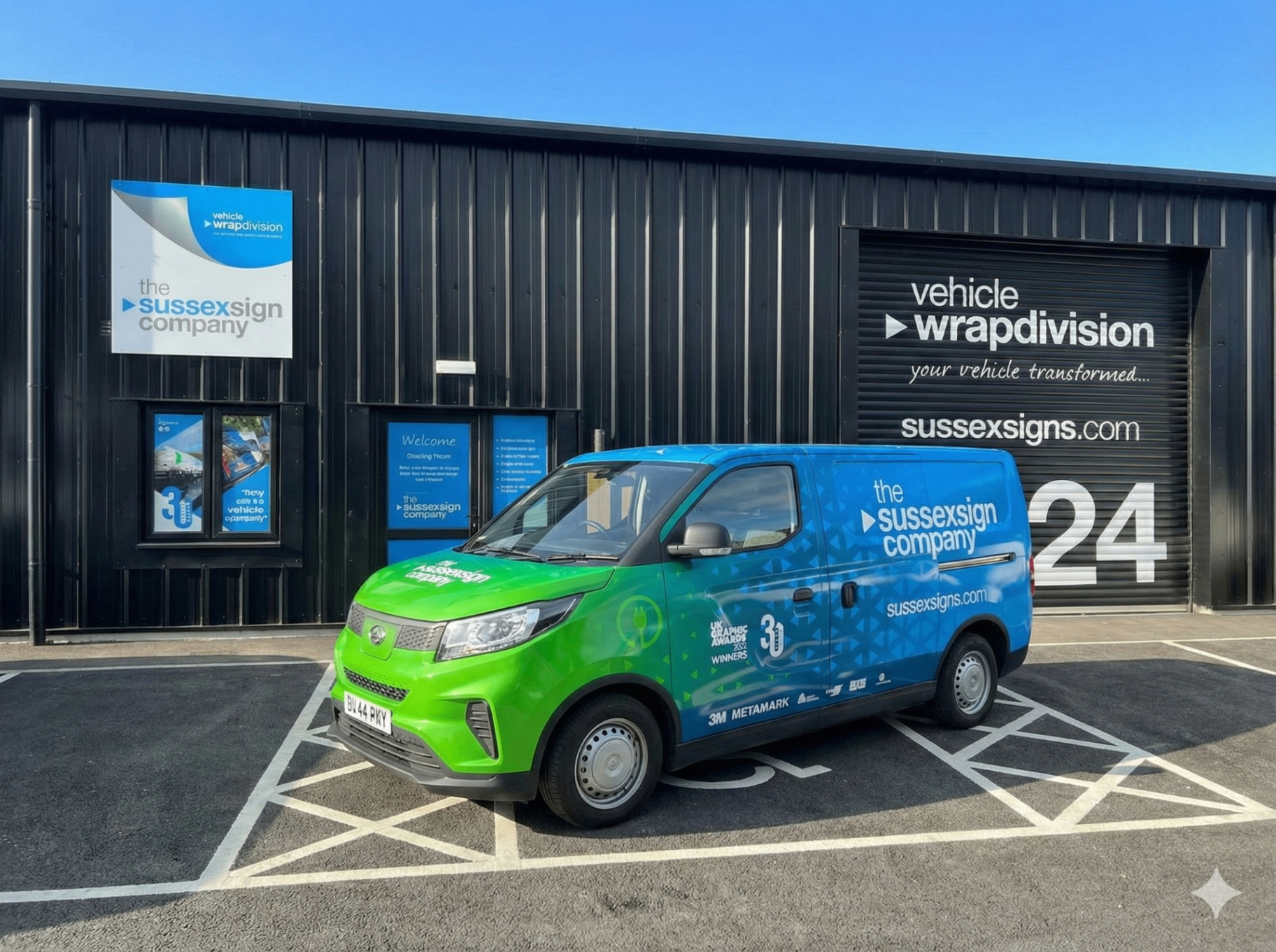van full wrapped sitting outside the Vehicle Wrapping Centre in Burgess Hill